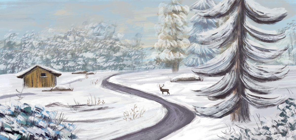 冬季雪季雪景小鹿图片