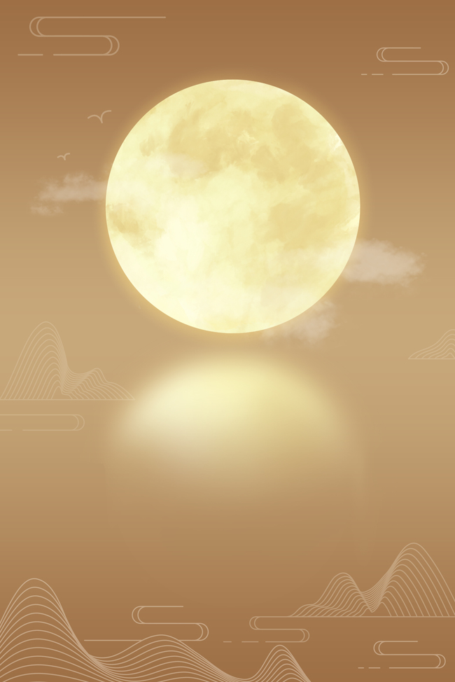 中秋满月月亮烫金背景图片