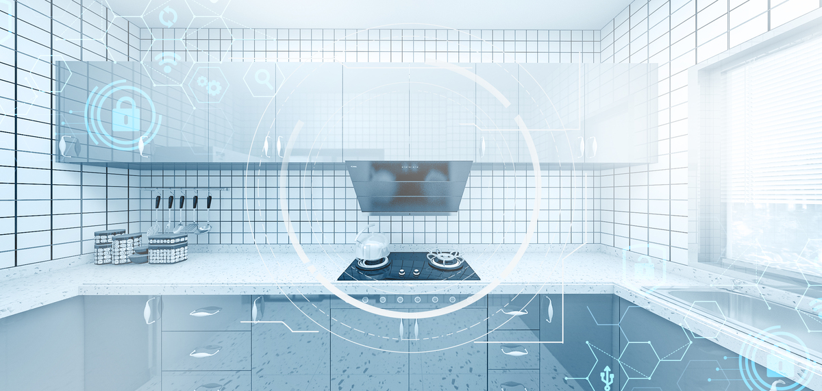 智能家居厨房家居蓝色智能科技图片
