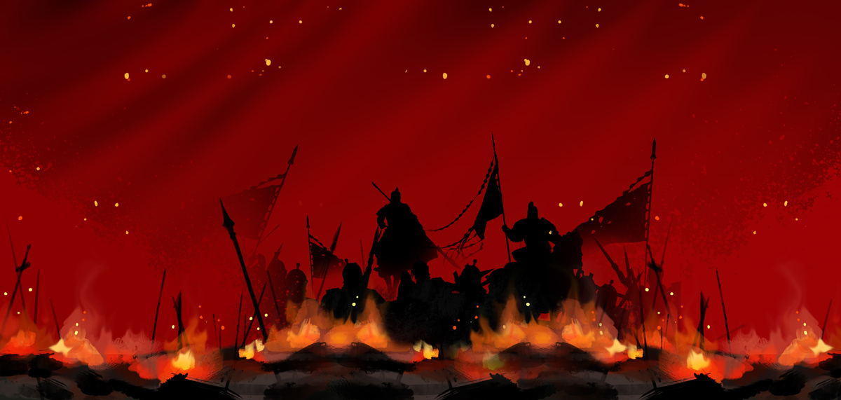 古代战争战场剪影红色游戏画面图片