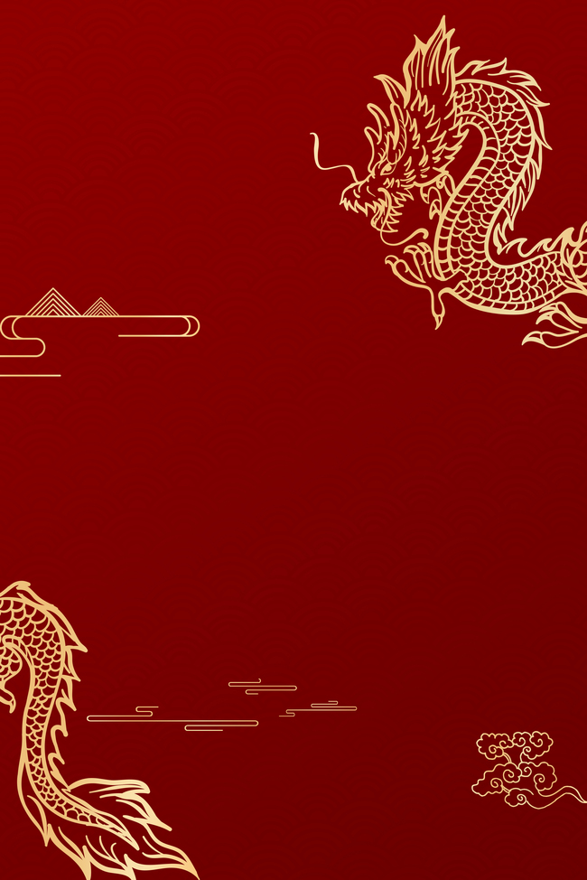中国风龙红色国风中式背景图片