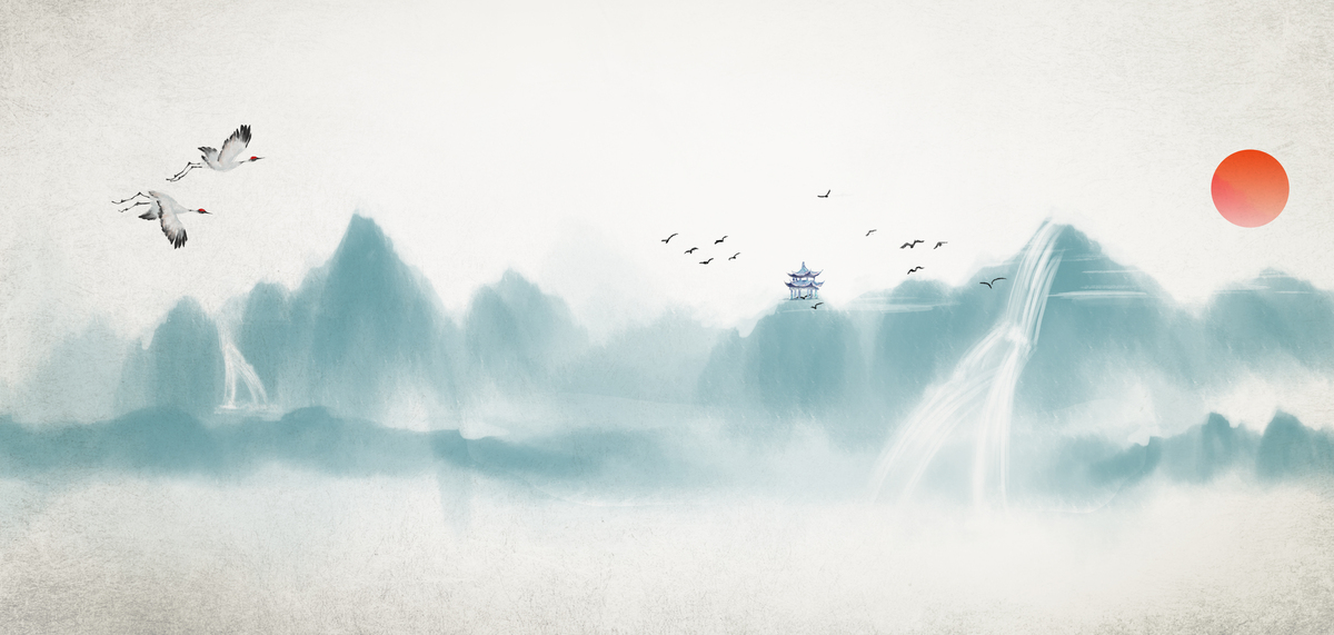 复古山水枯黄中国风背景图片