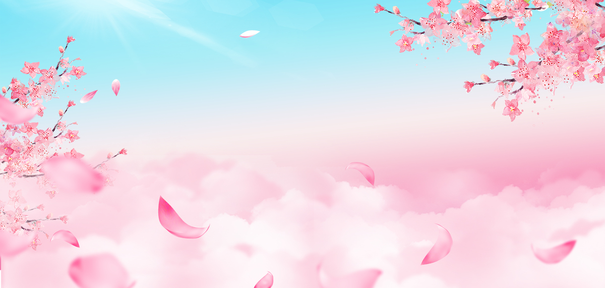 春天桃花樱花粉色唯美春天春季海报背景图片