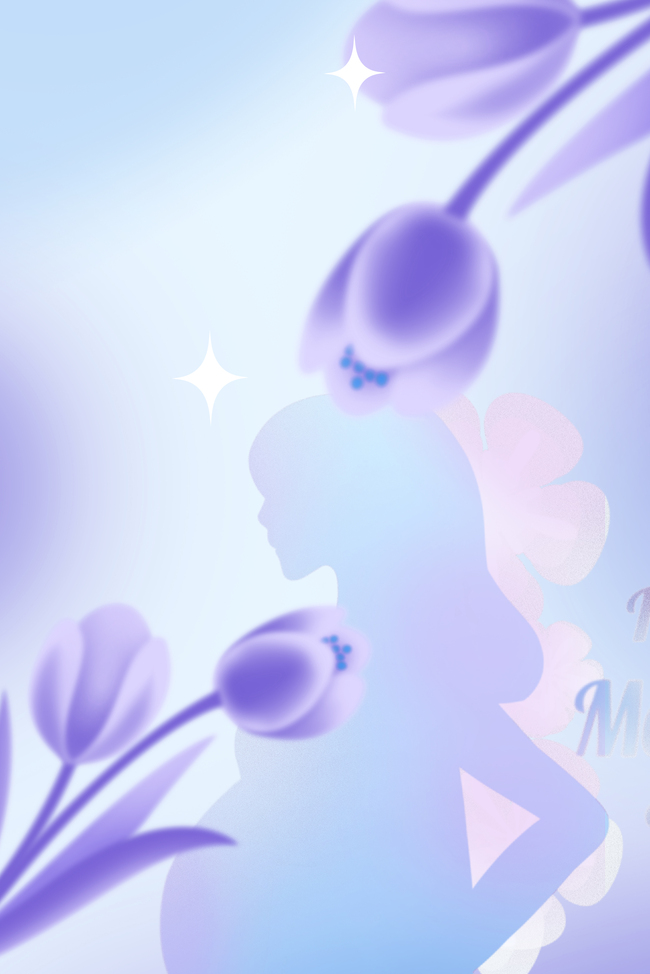 母亲节花卉紫色简约全屏海报图片