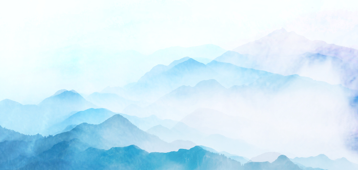 中国风水墨山峰蓝色水墨大气海报背景图片