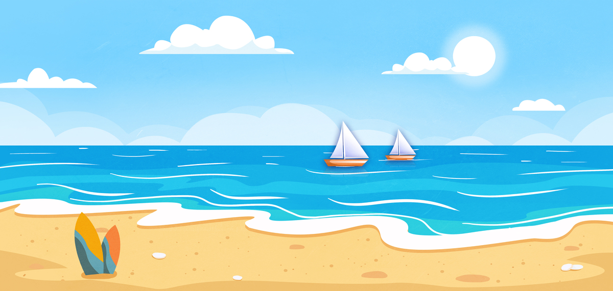 夏天海边沙滩风景蓝色清新旅游度假海报背景图片