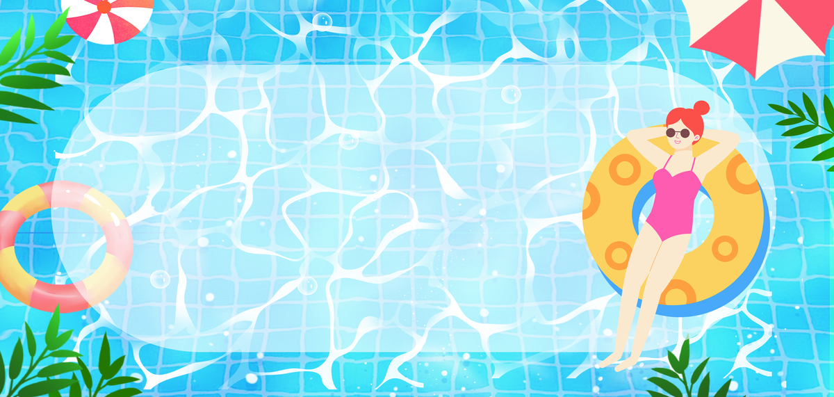 夏天泳池游泳蓝色简约清新休闲娱乐海报背景图片