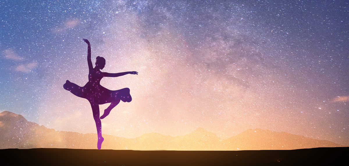 芭蕾舞者人物紫色简约合成海报背景图片