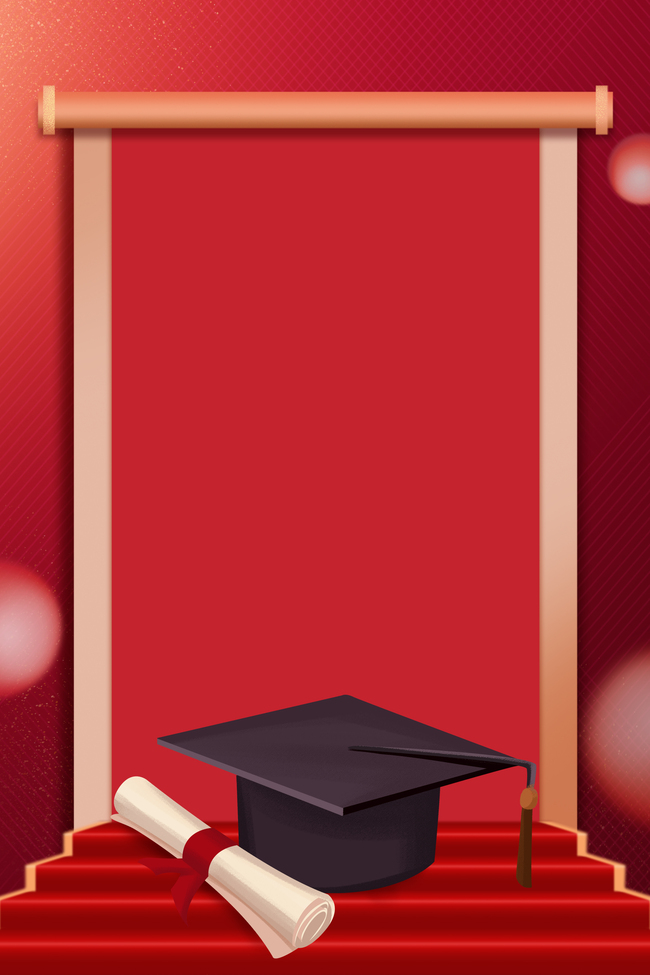 毕业季毕业典礼红色大气毕业邀请函海报背景图片