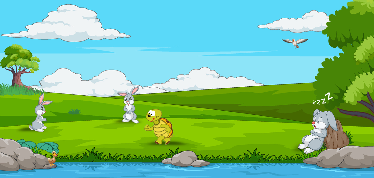 龟兔赛跑故事场景图片