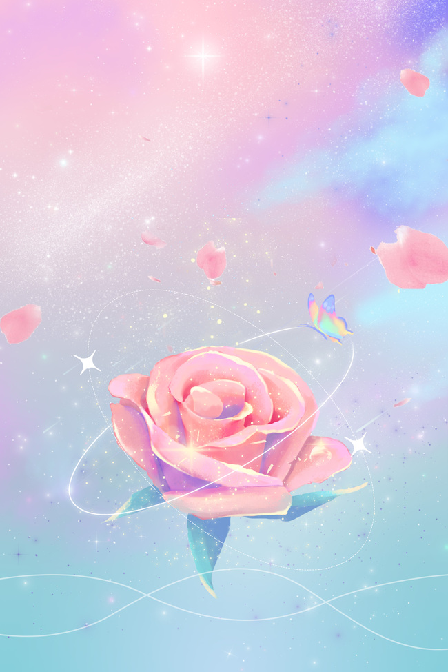 七夕玫瑰花朵 粉色渐变背景图片