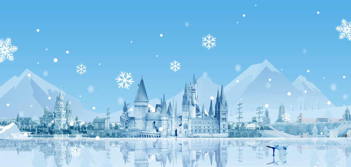 冰雪城市城堡蓝色图片