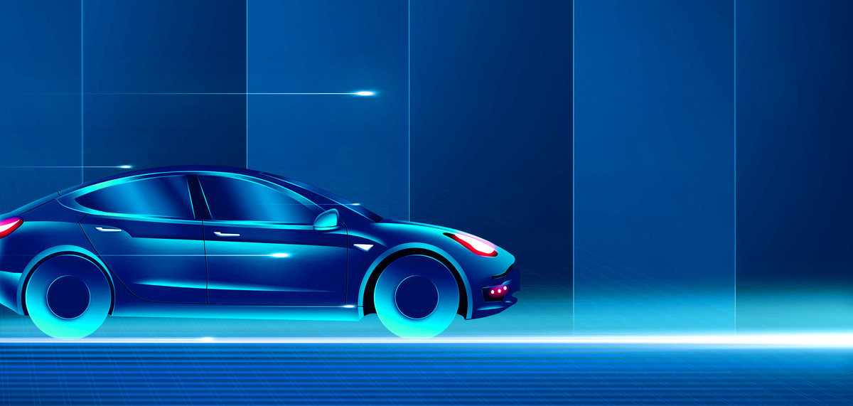 蓝色智能新能源汽车高清背景图片