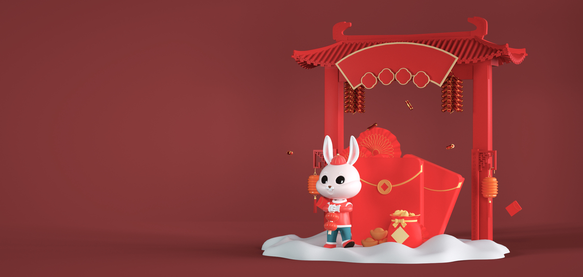 兔年红包福袋C4D 背景图片