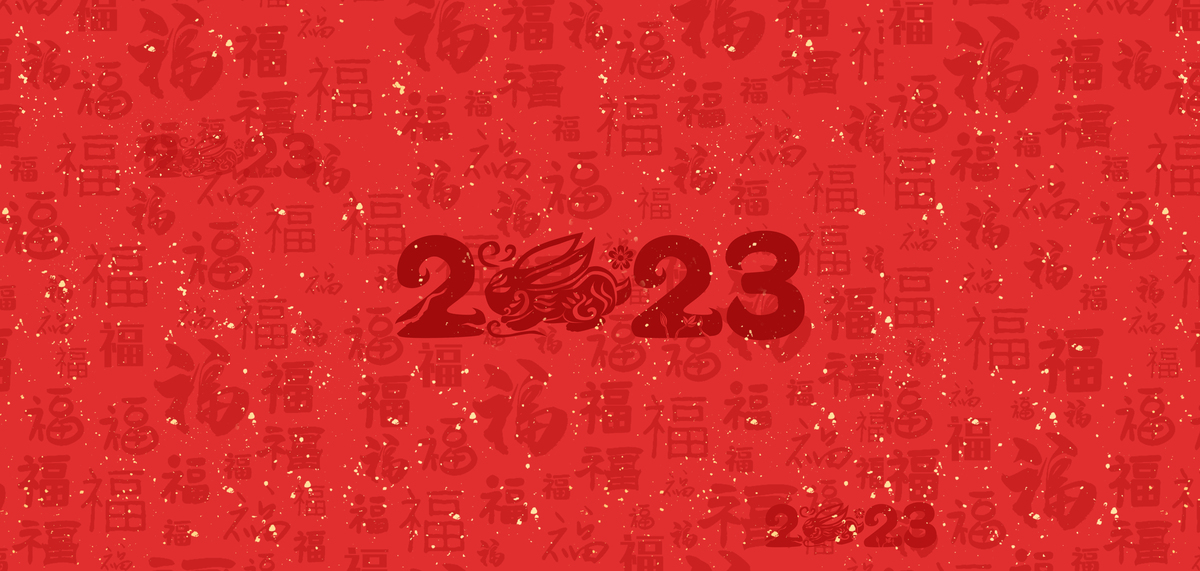 兔年底纹2023红色简约海报背景图片