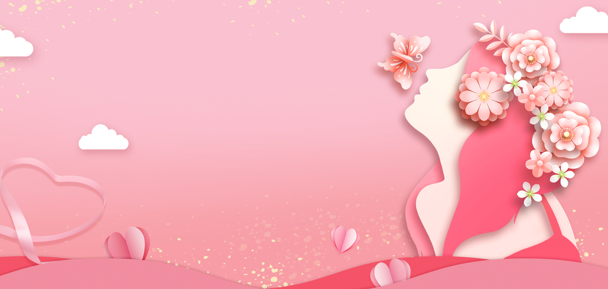 38妇女节女神节粉色剪纸风妇女节海报背景图片