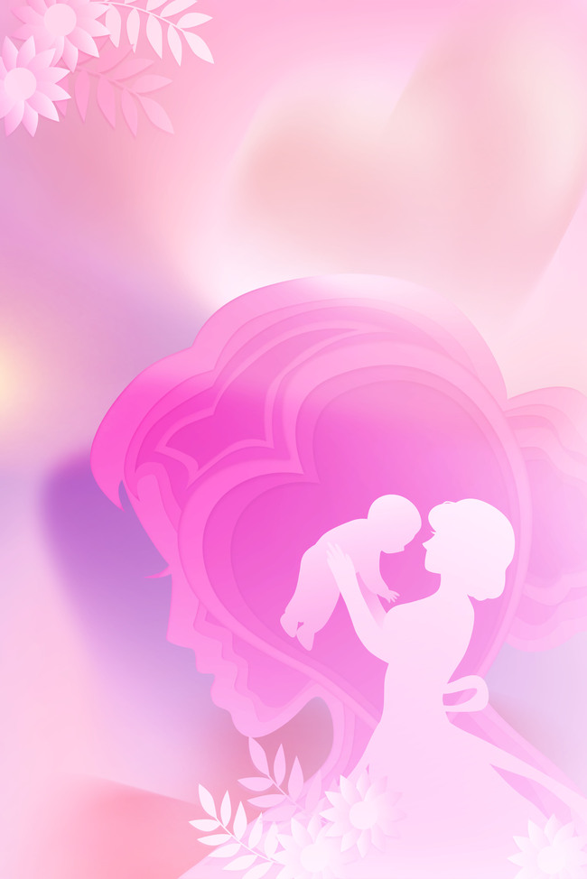 紫色感恩母亲节剪影背景图片