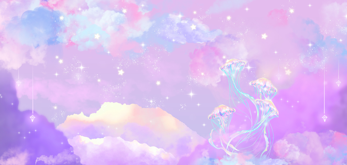 星空治愈水母梦幻紫色云层云朵图片