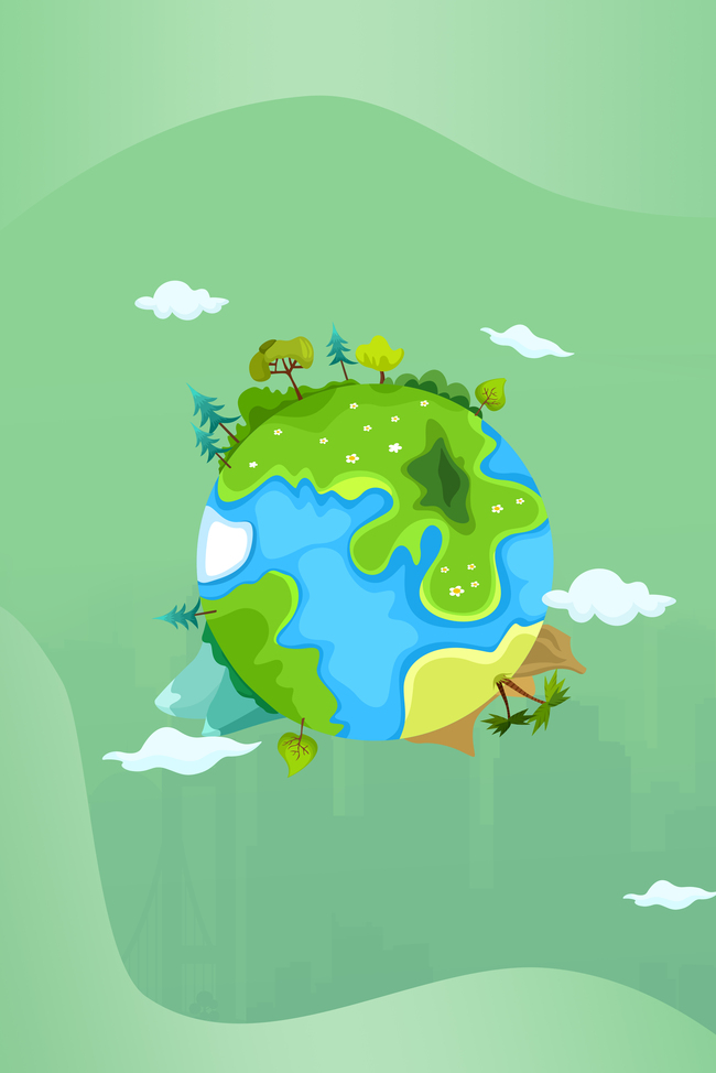 地球一小时地球绿色卡通图片图片