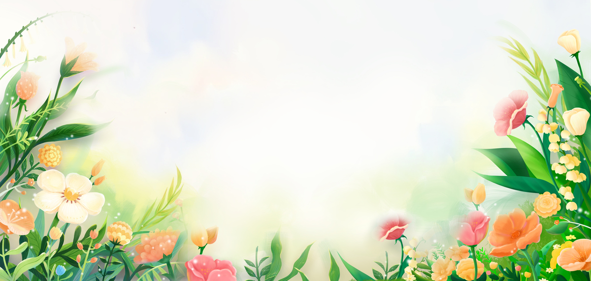春天花卉手绘横图背景图图片