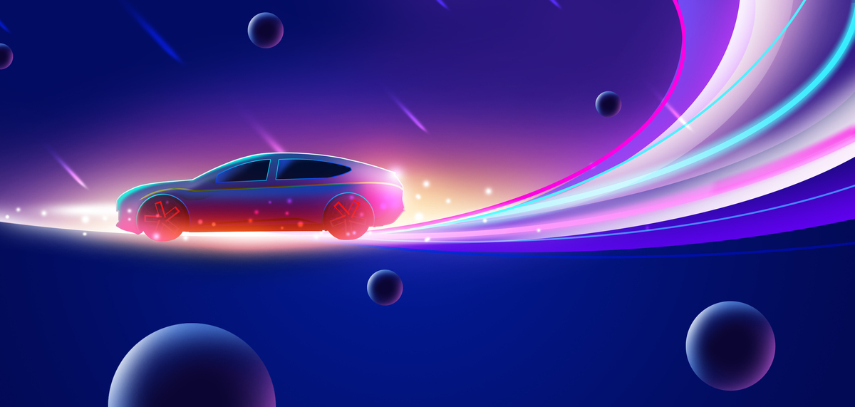 汽车车展汽车星球蓝紫色科技横图背景图片