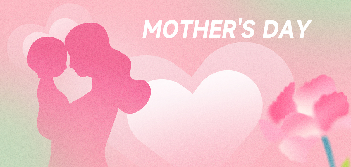 母亲节母婴剪影粉色简约温馨背景图片图片