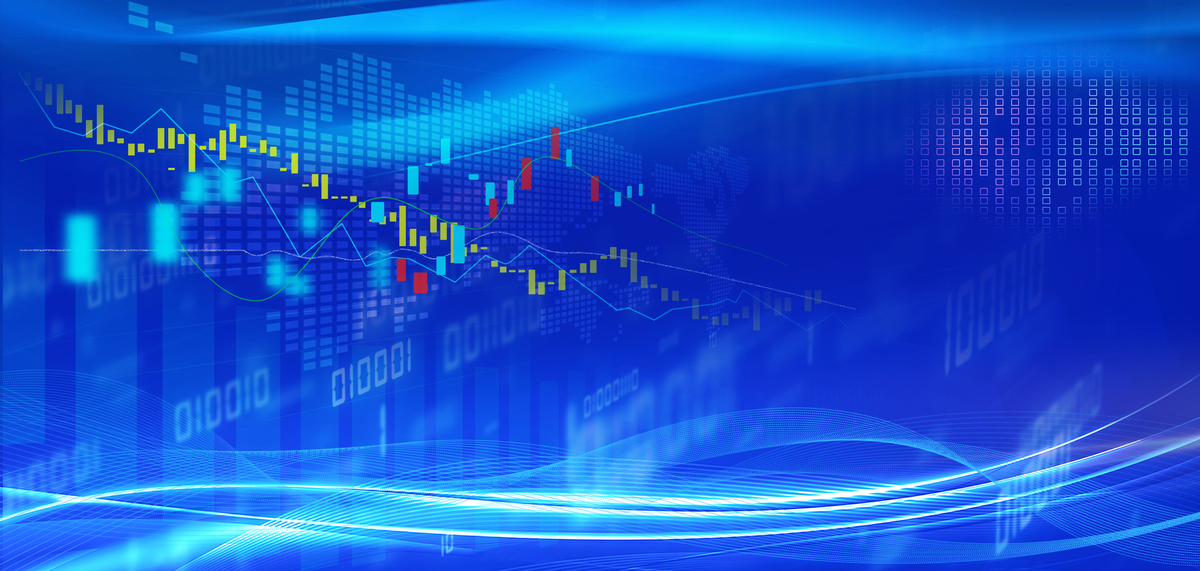 金融行业股市K线图蓝色科技设计图片