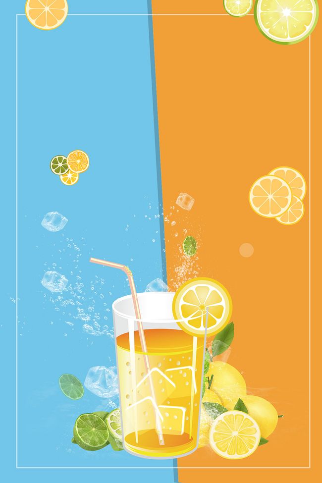 冰镇柠檬水夏日酷饮海报背景素材图片