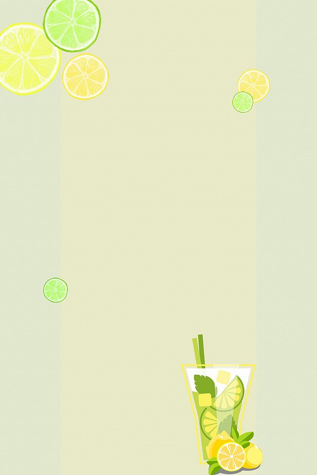 夏日手绘柠檬果汁饮料小清新背景图片