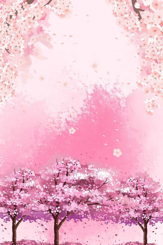 粉色浪漫春天樱花贺卡PSD背景图片