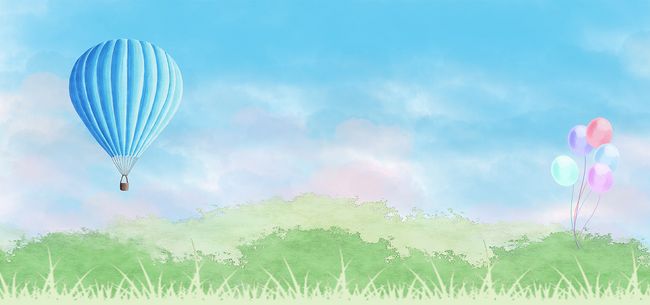 水彩梦幻氢气球儿童乐园海报背景psd图片