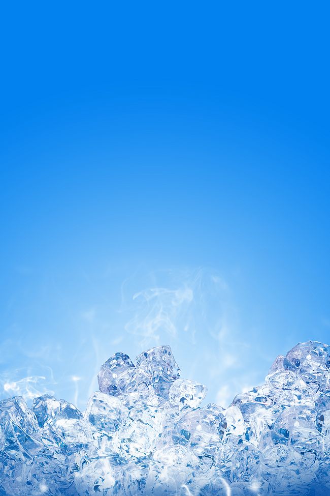 蓝色冰块冰爽夏季H5背景素材图片