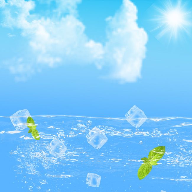 蓝色冰块冰箱电风扇PSD分层主图背景素材图片