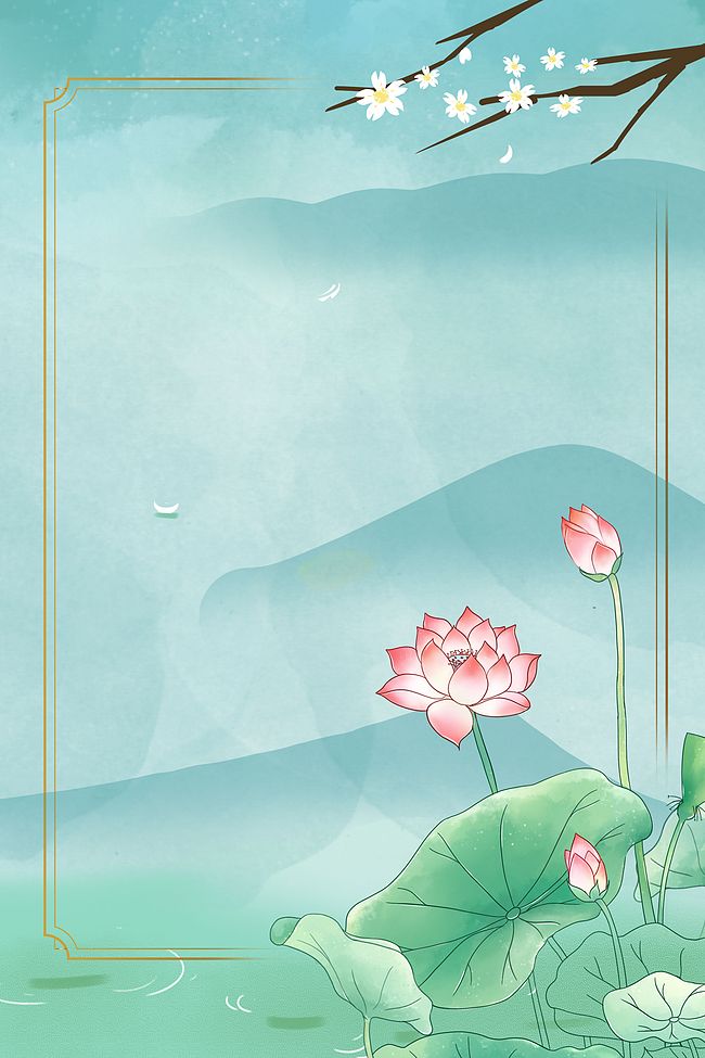 中国风水墨莲花纸扇背景素材图片