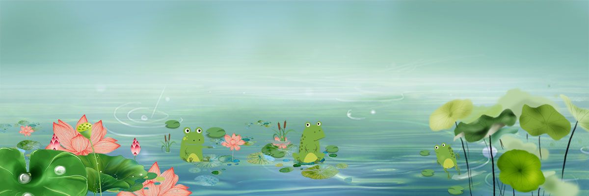 夏天小清新池塘青蛙绿色背景图片