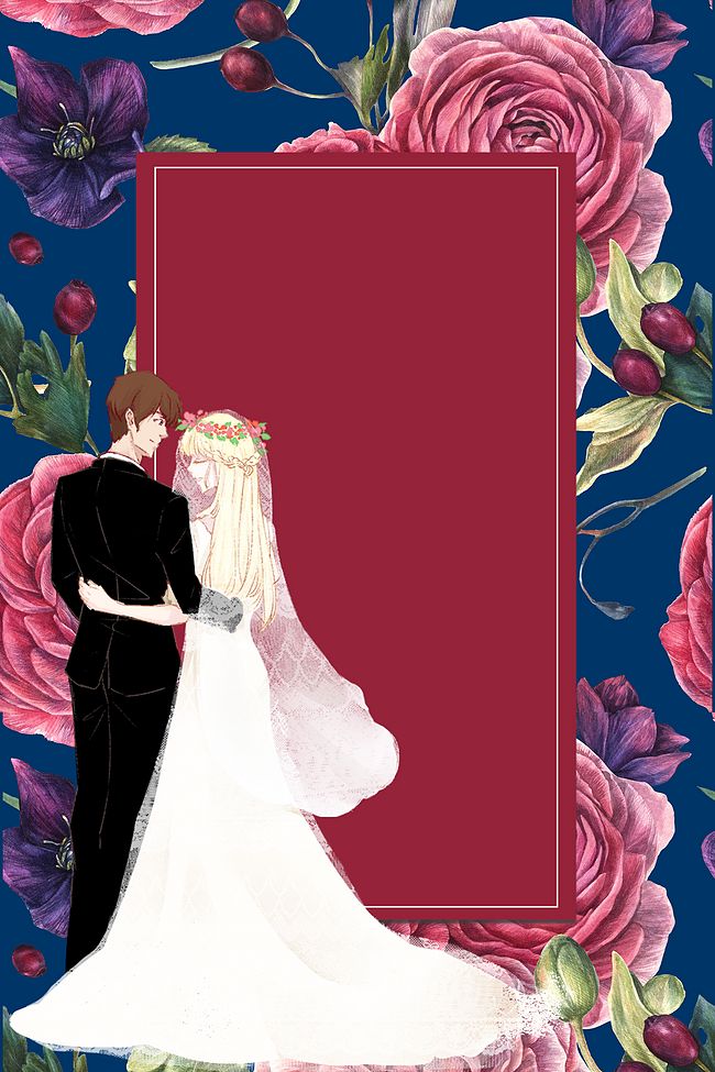 复古文艺唯美婚礼海报背景素材图片