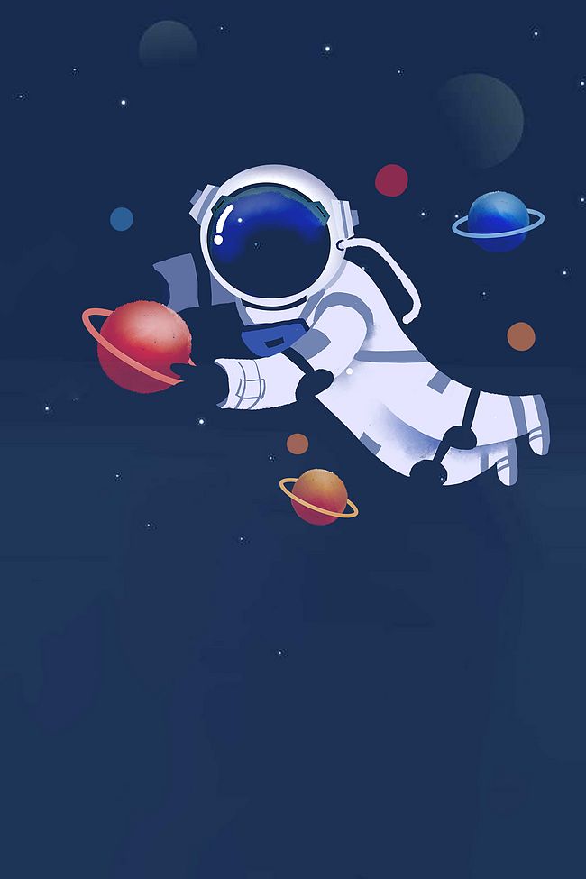 儿童宇宙人宇航员创意星空插画海报背景模板图片