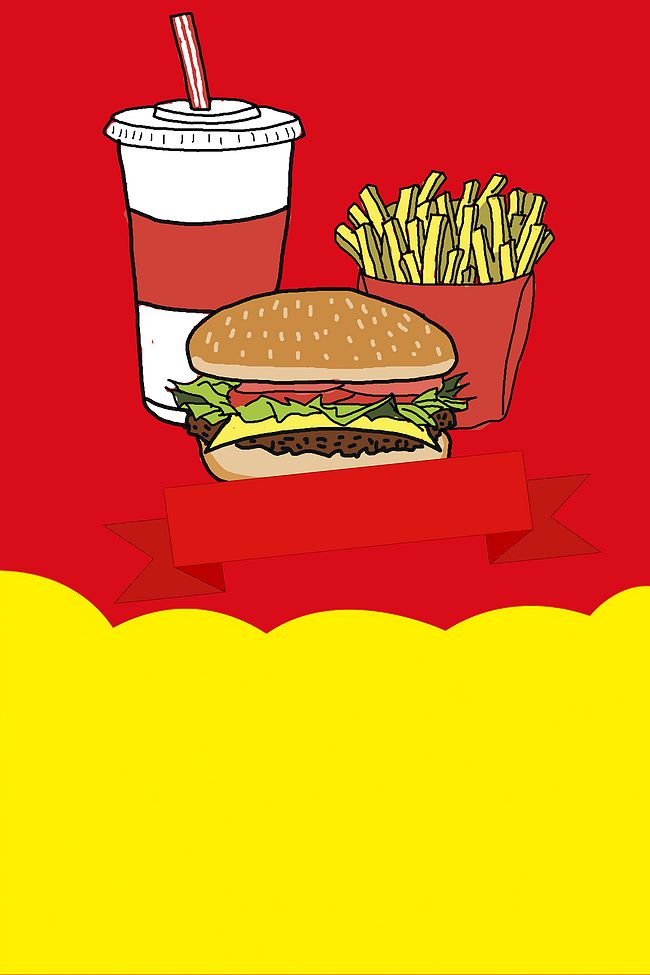 汉堡快餐周年庆宣传单背景素材图片