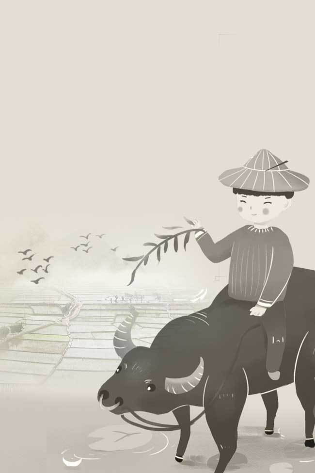 中式水墨复古农耕文化背景图片