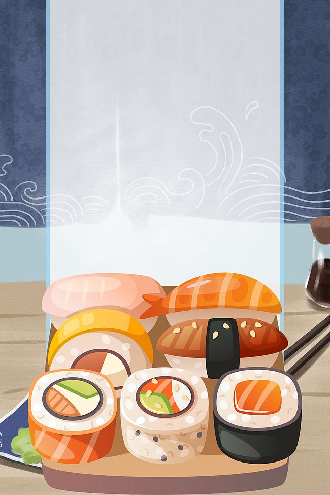 简约创意日式美食海报背景素材图片