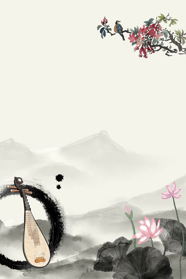 复古中国风乐器海报设计背景图图片