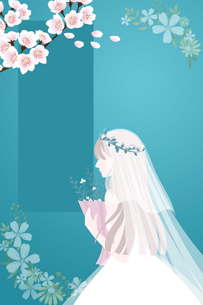 蓝色清新婚纱摄影宣传海报背景模板图片