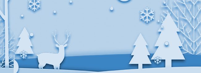 蓝色冬季麋鹿插画平面广告图片