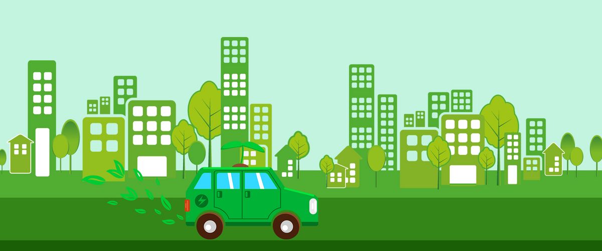 低碳新生活绿色出行卡通banner图片