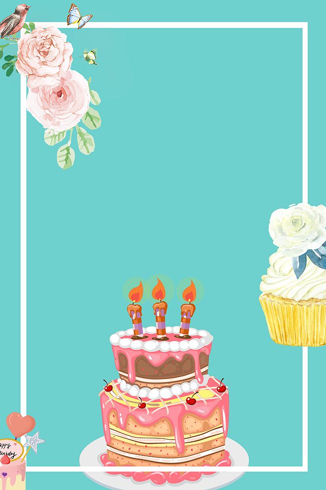蛋糕点心生日派对海报背景素材图片