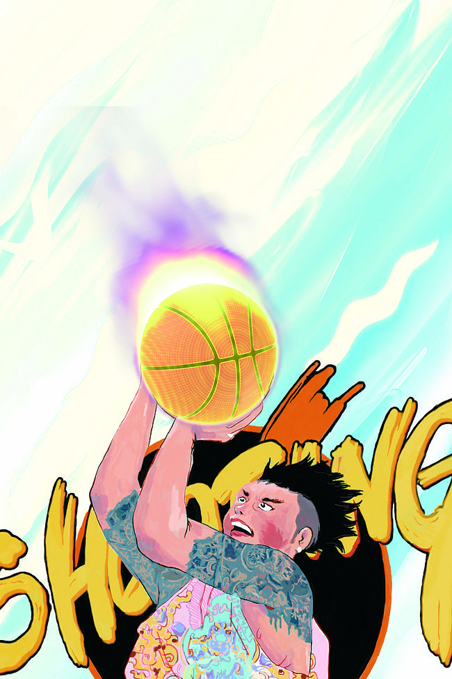 火热篮球争霸赛黄色手绘体育运动海报图片