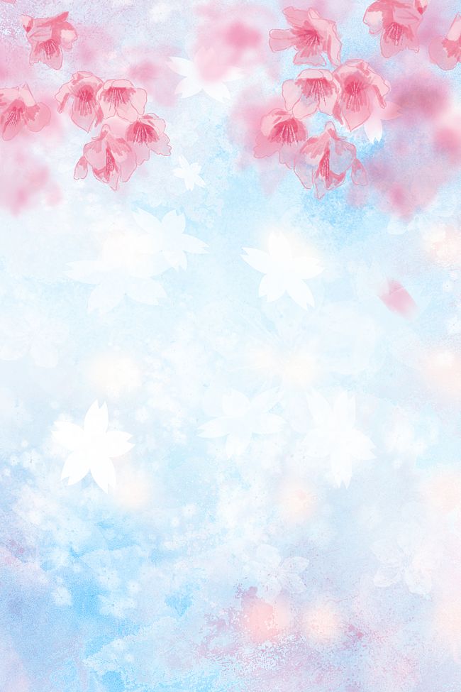 粉色樱花蓝天手绘彩绘背景素材图片