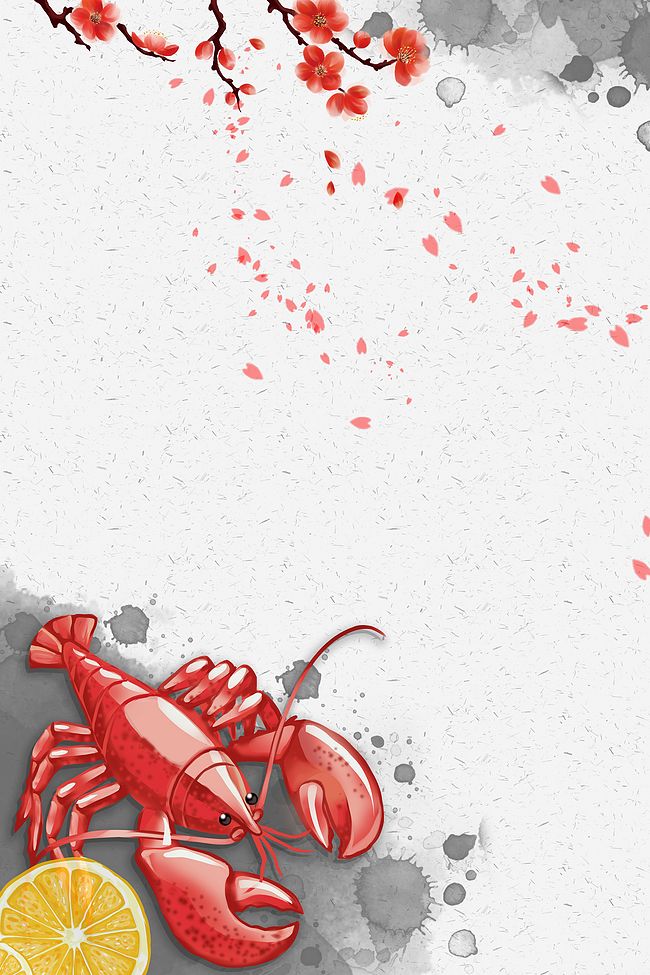 中国风小龙虾美食海报背景素材图片