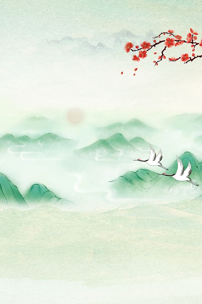 中国风淡雅水墨古建清明节背景素材图片