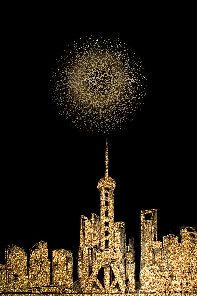 黑色质感矢量上海建筑旅游海报背景图片